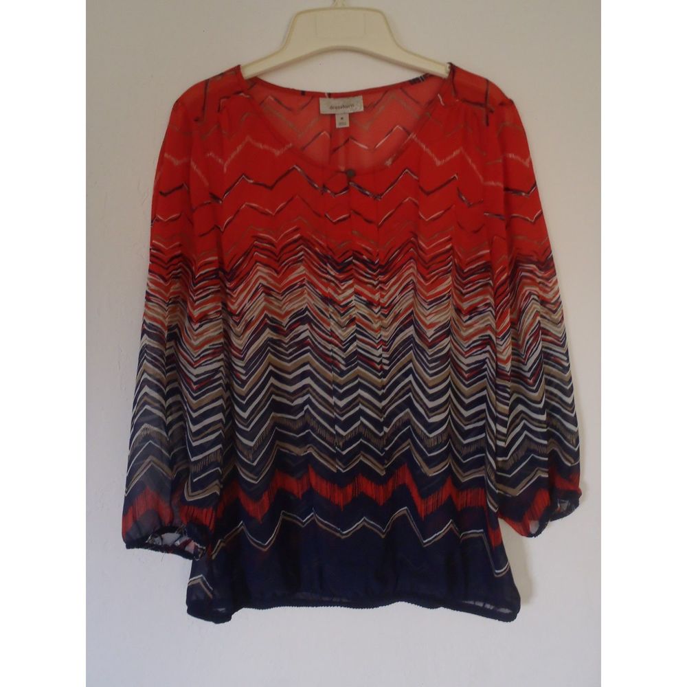 Dressbarn Blouse Chevron Red and Blue Size Medium